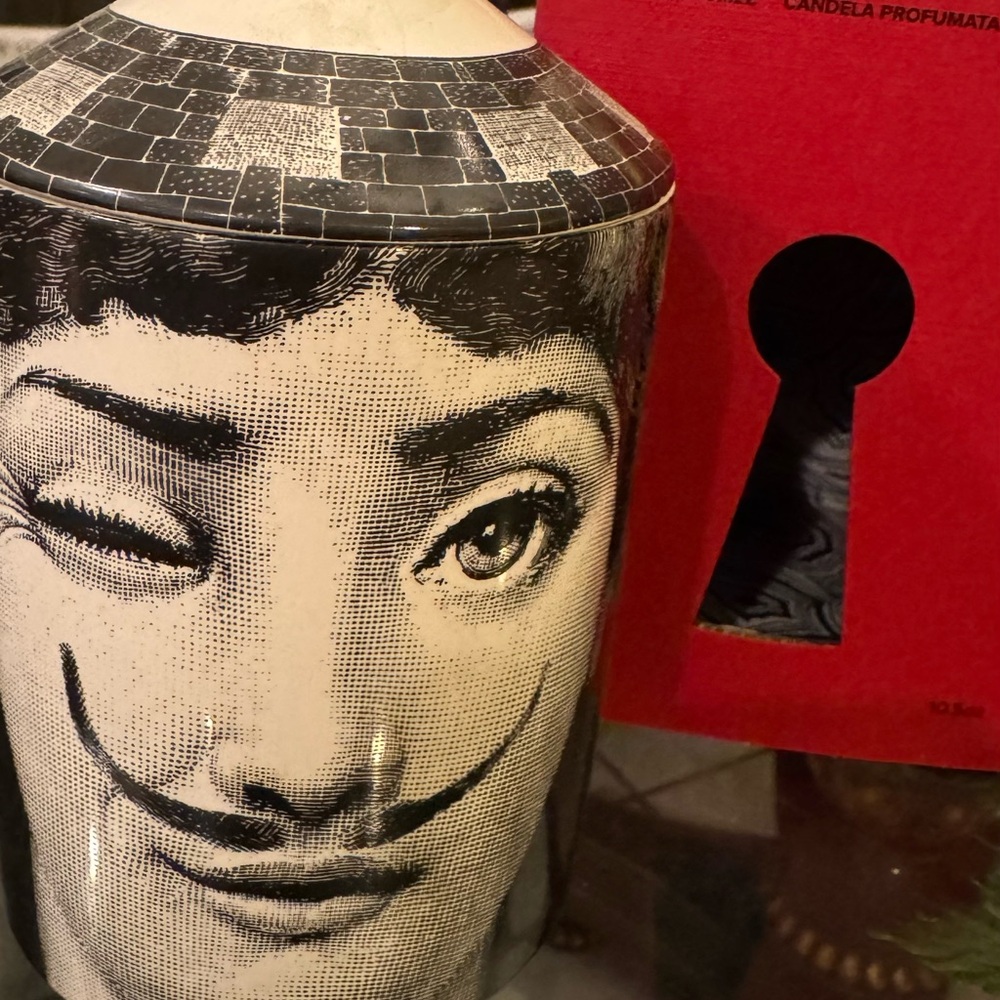 Fornasetti Profumi Scented Candle with Red and Black Accents